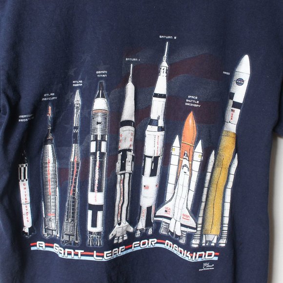 Space Shuttle Shirt Mens Medium Blue - Picture 3 of 5